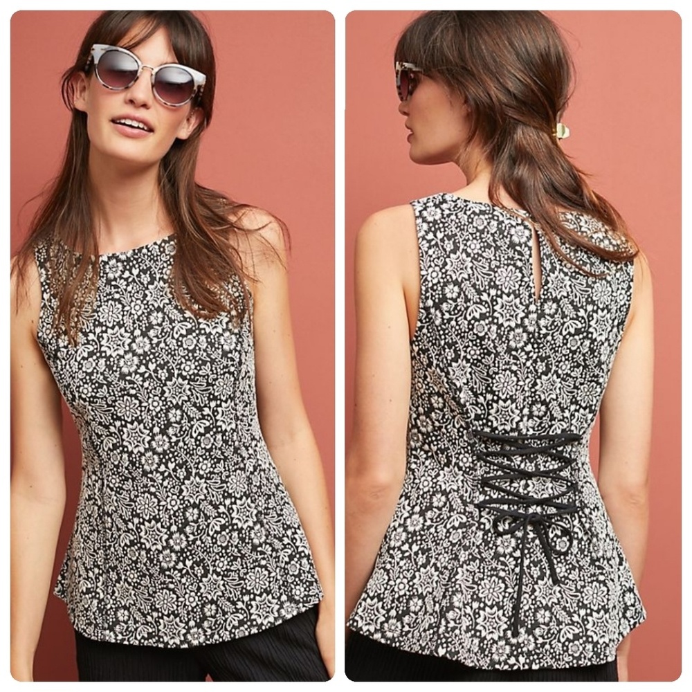 NWOT Anthropologie Corseted Jacquard Top